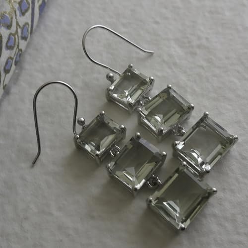 Boucles d'oreilles améthyste verte en argent d'une élégance rare - 3