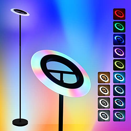FIMEI Lámpara de Pie Regurable RGB, 18 RGB modes, 4 Temperatura de Color y Atenuación Continuas, con Control Remoto y...