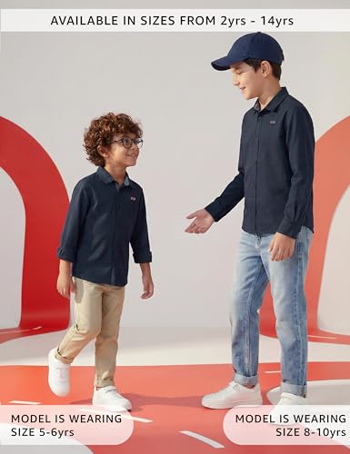 Image of Amazon Brand - Symbol Boys 100% Cotton Casual Shirt | Full Sleeves | Regular Fit | Age 2-14 Years