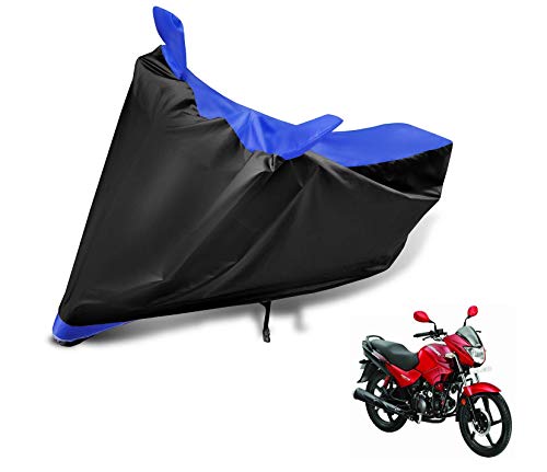 Image of Auto Hub Bike Cover Compatible with Hero Glamour with Mirror Pocket, Dustproof, Heat Resistant, Triple Stitched, Glamour Bike Cover- Black, Blue