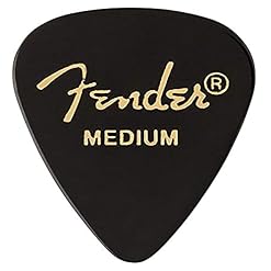 Fender® »351 SHAPE CLASSIC PICKS« Médiators en Celluloïd – Forme: 351 – Pack de 12 – Épaisseur: Medium – Couleur: Noir - Les Beatles, Paul McCartney, John Lennon, RIngo Starr, George Harrison