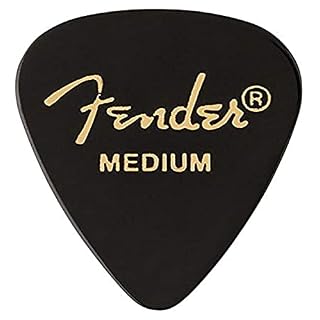 Fender® »351 SHAPE CLASSIC PICKS« Médiators en Celluloïd – Forme: 351 – Pack de 12 – Épaisseur: Medium – Couleur: Noir - Les Beatles, Paul McCartney, John Lennon, RIngo Starr, George Harrison