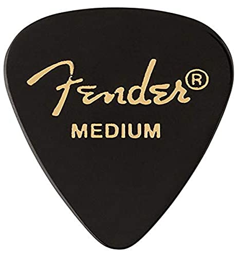 Fender® »351 SHAPE CLASSIC PICKS« Médiators en Celluloïd – Forme: 351 – Pack de 12 – Épaisseur: Medium – Couleur: Noir - Les Beatles, Paul McCartney, John Lennon, RIngo Starr, George Harrison Fender® »351 SHAPE CLASSIC PICKS« Médiators en Celluloïd - Forme: 351 - Pack de 12 - Épaisseur: Medium - Couleur: Noir