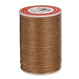 QUARKZMAN Gewachst Nähgarn für Nähmaschine 0,8mm x 55m, Runder Wachsfaden, Sattlergarn, Polyester Garn für Leder Nähen, Buchbinden, Reparatur, geflochtene Armbänder, Hellbraun