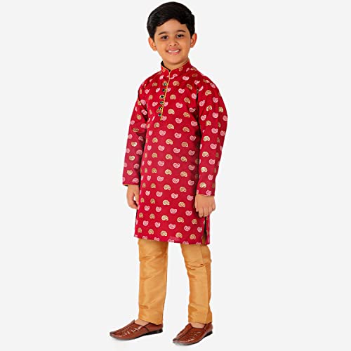 Image of Pro-Ethic Style Developer Kurta Pajama For Kids Boys | Cotton | Floral Print | Ethnic Wear (S-204)