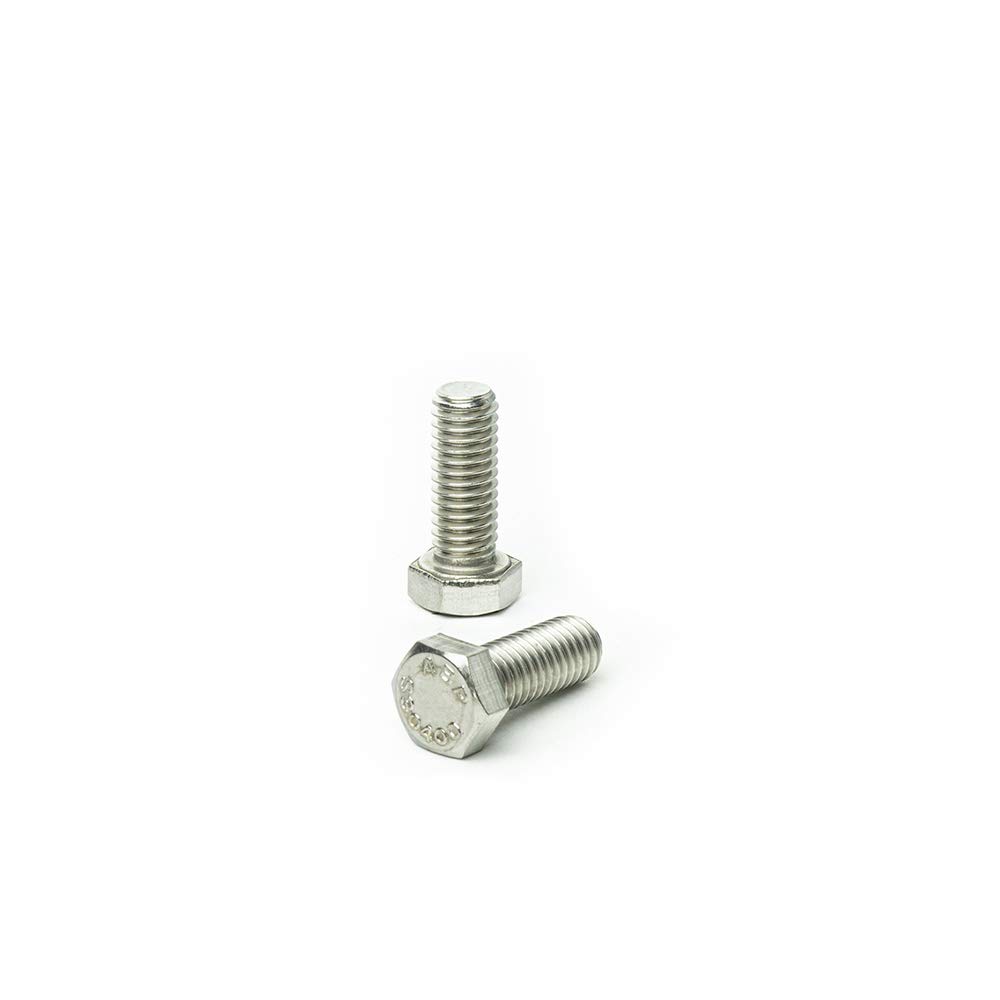 1/2"-13 x 1" Hex Head Tap Bolt Cap Screw, Stainless Steel 18-8, Fully Threaded, Bright Finish, Machine Point, Quantity 25 by Bridge Fasteners