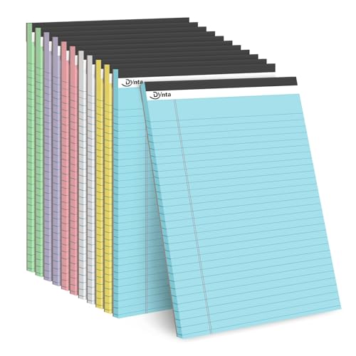 Dynta Legal Pads 8.5 x 11 Note Pads 12 Packs Bulk, Wide Ruled Assorted Colored Notepads Micro Perfor