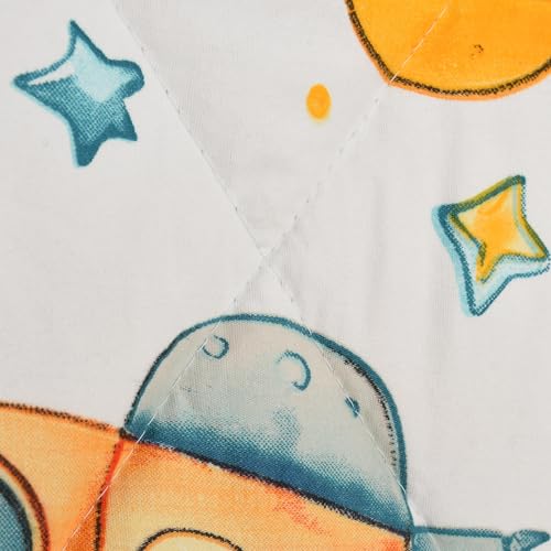 Image of FRESH FROM LOOM Rotary Printed Micro Fiber Comforter | Dohar | Quit | Double Bed | Double Weaved | Washable | Hypoallergenic Skin Friendly (White-Rocket | 90 x 95 Inch)
