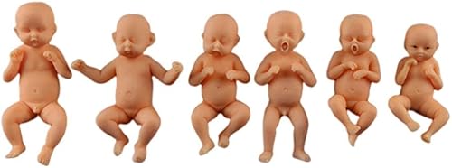 Muñeca de bebé de resina suave de 6 piezas realista mini realista de cuerpo completo recién nacido juguete