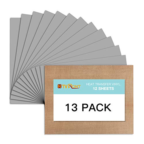 Image of Silver HTV Heat Transfer Vinyl: 13 Packs 12 inch x 10 inch Silver Iron on Vinyl | Silver Iron on Vinyl for T-Shirt, Heat Transfer Vinyl Compatible with Cricut Cutting Machine, Silhouette Cameo or Heat Press
