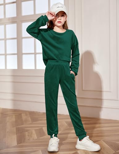 Image of Arshiner Girls 2 Piece Outfit Sweatsuits Set Kids Velour Sweatshirts & Sweatpants Tracksuits Set for Girls