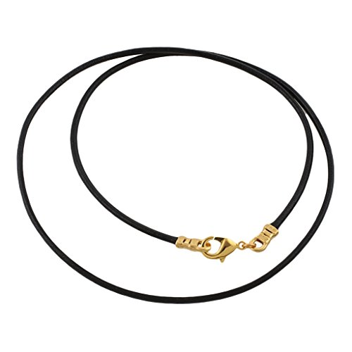 DragonWeave Gold Plated 1.8mm Fine Black Leather Cord Necklace