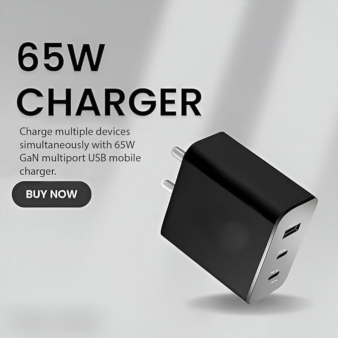 Image of Original 65W Adapter Compatible with Nothing Phone 1 Adapter Original with SIX Months Replacement Warranty