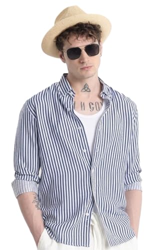 Image of U TURN Men's Cotton Casual Printed Striped Stylish Shirt for Men