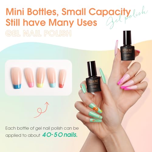 Image of ROSALIND 65PCS Gel Nail Polish Set, 60 Colors Glitter Red Gel Polish with 5 Bottles of Base and Glossy Matte Top Coat Soak off Nail Set Suitable for All Seasons