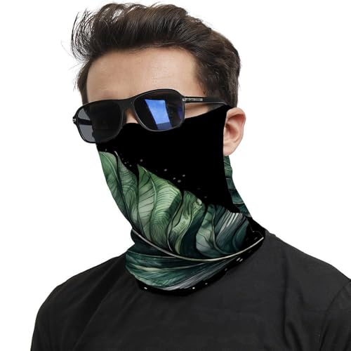Neck Gaiter Green Leaf Shape Face Mask for Travel Face Cover Scarf for Men Women Elastic Headbands Wind-proof Bandana for Skiing Fishing Hiking Cycling2