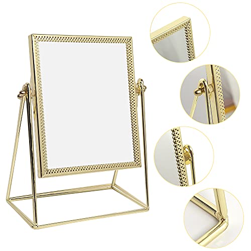 Longsheng - Since 2001 - Makeup Mirror Single Sided Cosmetic Mirror Rectangle Beauty Mirror Handmade Make Up Mirror 9.25Inch For Dresser Vanity Tabletop Desk - Gold #TOP3
