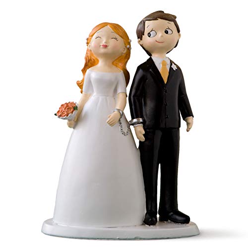 Mopec Figura de Pastel Pareja de Novios esposados, Blanco Roto