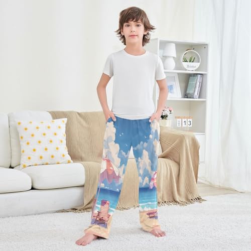Boys' Pants Beach Sea Cloud Sky Long Bottoms Jogger Pants Elastic Waist Trousers with Pockets S-XL3