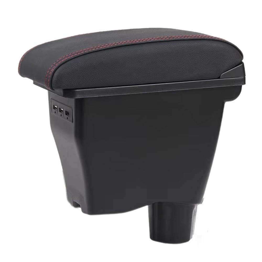 SXQPOCAR For Smart 453 For Fortwo For Forfour 2015-2018 Car Armrest Box Retrofit Parts Interior Storage Box Replacement Parts(B1 Black red Corium)