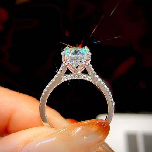 1Pc Sterling Silver 2 Carat Round Diamond Zircon Ring Fashionable Fine Jewelry Gift For Women Birthday Gifts Dating Daily Wear3