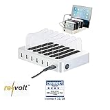 [page_title]-reVolt Tischladestation: 6-Port-USB-Ladestation mit entnehmbaren Trennwänden, 10 A / 50 Watt (Ladeständer)