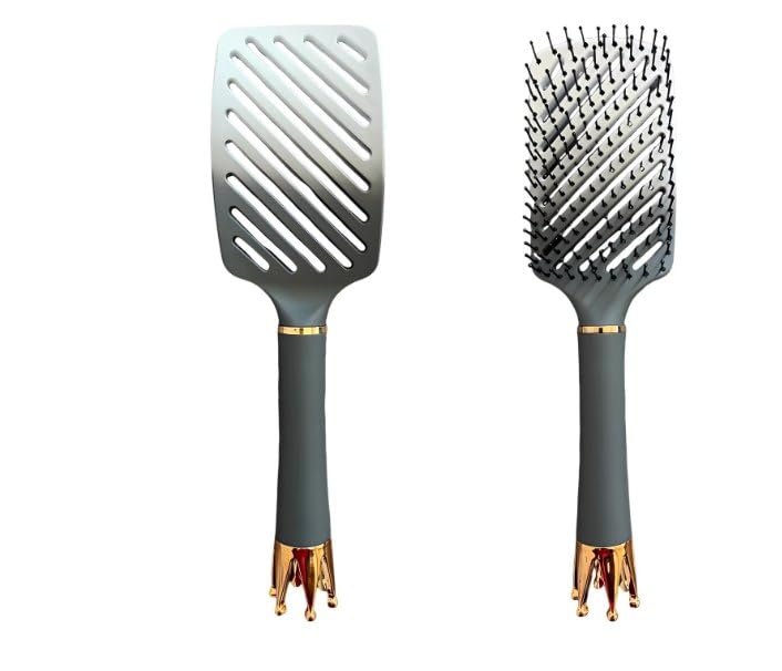 Image of KIMEE Natural Boar Bristle Hair Brush Set for Women, Men and Kids With Thin, Normal And Fine Hair. Restore Shine And Texture To Your Hair. Wooden Comb, Travel Bag and Spa Headband (CROWN)