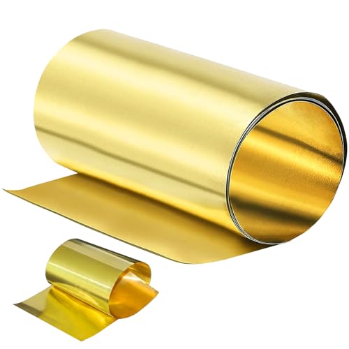 Chapa de Latón Con Tiras Doradas, Lámina de Metal Para Manualidades y Fabricación, 0,03 x 100 x 1000 mm