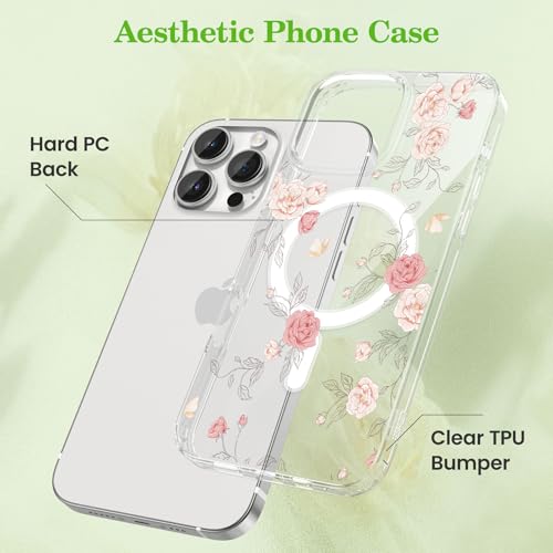 Coque compatible Magsafe iPhone 14 Pro chic et fleurie pour votre quotidien