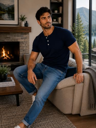 Image of London Hills T Shirt for Man | Men Henley Neck Tshirts | Tshirt Shirts Men | Gym T Shirts for Mens Workout T-Shirts for Man Cotton Stylish Henly Neck T Shirt Half Sleeve Regular Fit Solid Multicolour