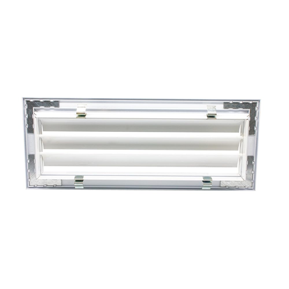 Rejilla Ventilacion Rectangular Blanca Lama Curva Horizontal para Aire Acondicionado con Marco para Conductos de Aire Acondicionado (300x100)