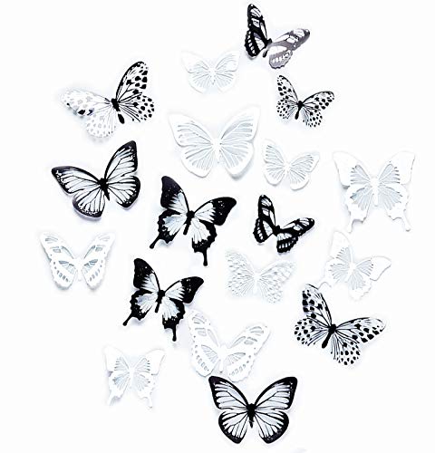 WJUAN 2 Ensembles de 36 Pièces Stickers Muraux Papillons 3D, Stickers Muraux Flash Vibrant pour la Maison, Chambre, Chambre Bébé Décoration (2 Couleurs)