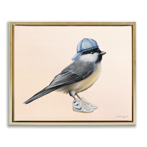 Hip Chickadee Bird Trendy Sneaker, 25 x 31 Inch Canvas in Floater Frame