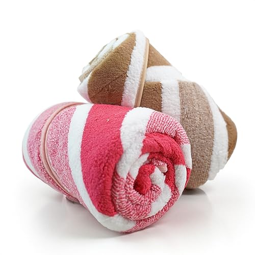 Image of MAXOSHINE Hand Towel Set of 2-Super Soft Quick Dry Microfiber Face Towel for Women Men-Hanging Loop Napkins for Wash Basin Gym Sports Travel-40 x 60 cm(Brown /Red, Set of 2)