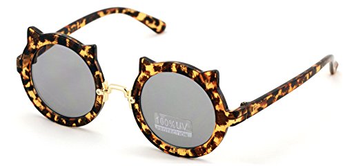 V.W.E. Kids sunglasses - Girl Round Circular kitty Cat Ages 2 to 8 years old - 100% UV Protection2