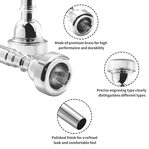 image for Biaungdo Trumpet Mouthpiece, Silver Plated 3C Trumpet Mouthpiece Brass