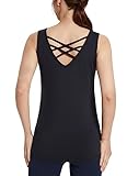 baleaf Women's Workout Tank Tops for Tennis Quick Dry Fitted Sleeveless Shirts UPF50+ V-Neck Lightweight Size Medium Black