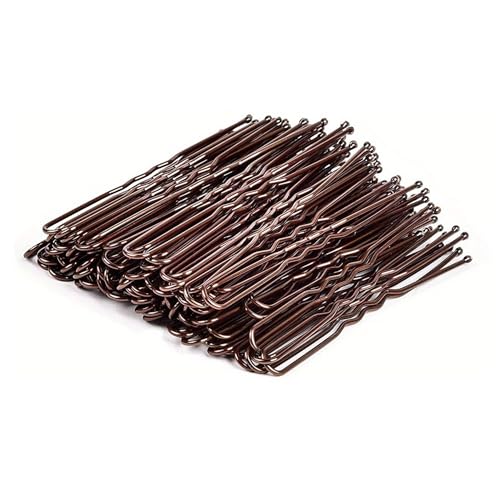 U-förmige Haarnadeln Haarklemmen, 6 cm, braun schwarz gold Dutt gewellte Haarnadeln for Frauen Mädchen Dame mit Aufbewahrungsbox(Brown,600 count (Pack of 1))