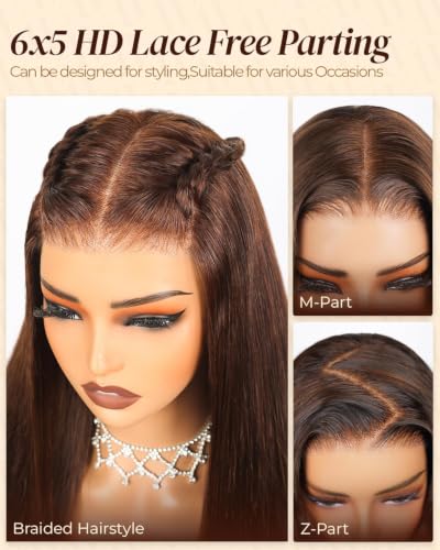 Image of Arabella Glueless Wigs Human Hair Brown Glueless wig 30inch Straight Wig