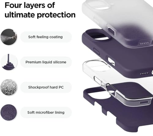 Image of Premium Liquid Silicone Case for iPhone 16 Plus - Slim Full Body Protective Back Cover with Soft Microfiber Lining, Anti-Slip Grip Scratch Resistant Phone Case (Deep Purple)