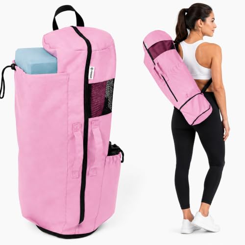 MAGNILAY Expandable Yoga Mat Bag, Adjustable Strap, Pockets, Pink, Large - image 1