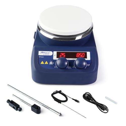 Maccx Magnetic Stirrer Hot Plate with Support Stand, 5.3 inch Digital Hotplate, Max 536â„‰/280â„ƒ, LED Panel, Temperature Control & Speed Adjust, 1500 RPM Lab Stirrers Hotplate, HMS280-001