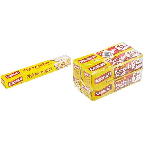 Koroplast Pişirme Kağıdı 37 cm x 8 mt ve Koroplast Büyük Boy 80'li 4 Al 3 Öde Buzdolabı Poşeti (4 x 20)