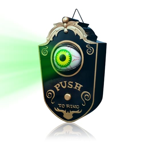 Halloween Doorbell Decoration, Lightup Eyeball Doorbell with Scary Sounds, Trick