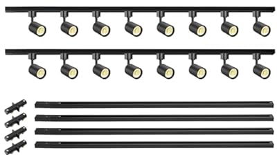 VANoopee 18-Light LED Track Lighting Kit with 13FT H Type Track Lighting Rail, Dimmable LED Track Light Heads Modern Kitchen Track Lighting Fixtures Ceiling Spot Light 3000K 24° CRI90+ 10W 800lm Black