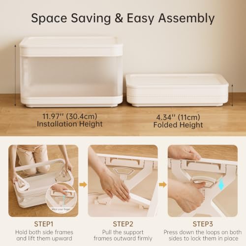 HAIXIN Collapsible Storage Bin with Lid 8.4 Gal, Clear Storage Totes 3 Pack by HAIXIN - Used condition - Image 4