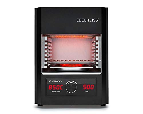 EDELHEISS Elektro Oberhitzegrill Röstblock S, 1 Infrarotbrenner, LED-Display, Grillfläche 30 x 18,5 cm, Temperaturbereich: 200-750°C, Gesamtleistung: 1,6 kW, isoliertes Gehäuse, inkl. Rost-Heber