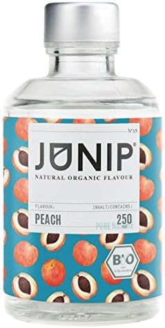 Sugar free syrup by JUNIP | 250ml low calorie syrup with peach aroma flavour for your drink, tea & water | Alternative to fruit infuser water