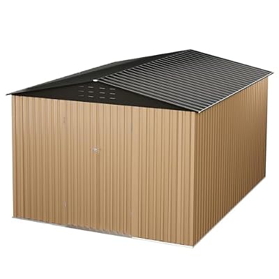 10 x 12 FT Outdoor Metal Storage Shed, Steel Yard Shed with Lockable Doors,Extra Large Utility and Tool Storage for Garden, Backyard, Patio, Outside Use