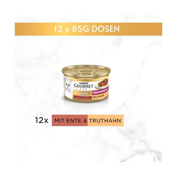 Gourmet PURINA GOURMET Gold Feine Komposition Katzenfutter nass, mit Ente und Truthahn, 12er Pack (12 x 85g) – Bild 5